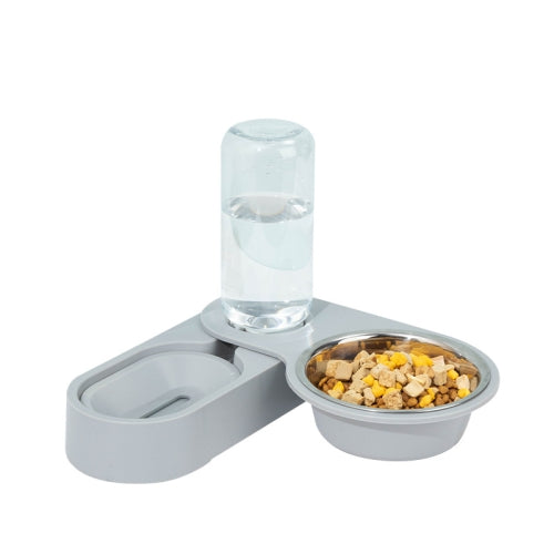 Pet Supplies Dog Cat Food Bowl Folding Rotating Double Bowl, Specification: Gray With Bowl