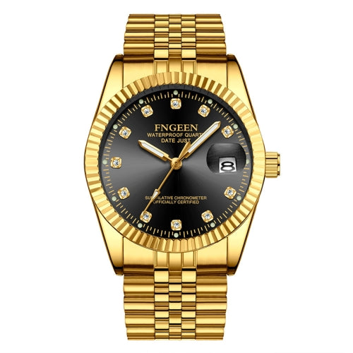 FNGEEN 7008 Men Fashion Diamond Dial Watch Couple Watch(Full Gold Black Surface)