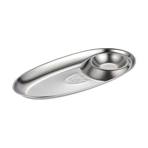 2 PCS Stainless Steel Seasoning Plate Split Plate Sauce Plate Hotel Barbecue Snack Plate Small
