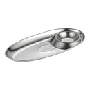 2 PCS Stainless Steel Seasoning Plate Split Plate Sauce Plate Hotel Barbecue Snack Plate Large