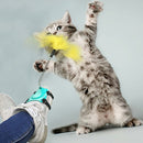 2 PCS Pet Toy Cat Spring Feather Foot Funny Cat Stick(Lake Blue)
