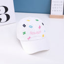 C0538 Color Embroidery Letters Children Baseball Cap Peaked Cap, Size: 50cm Adjustable(White)