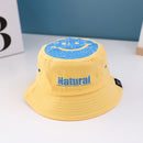 C0338 Smiley Children Fisherman Hat Spring Print Flat Top Basin Hat Sun Hat, Size: Around 50cm(Yellow)