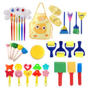 Children DIY Sponge Seal Painting Brush Painting Tool Set(Yellow Painting Clothes)