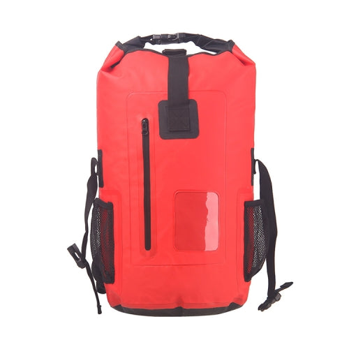 30L PVC Outdoor Waterproof Bag Hiking Mountaineering Waterproof Backpack(Red)