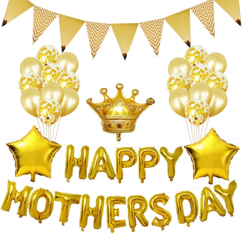 Mother Day 16-Inch Aluminum Film Balloon Set Scene Decoration Party Events(Golden Set)
