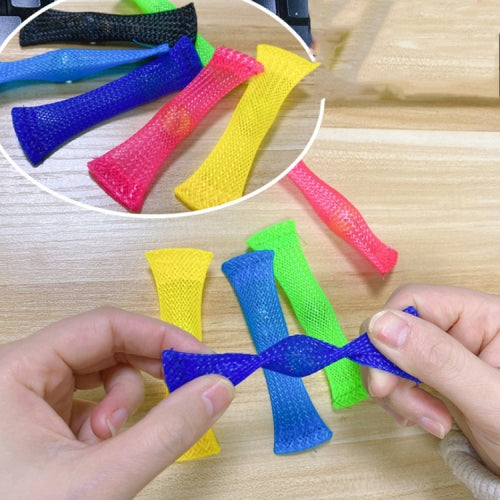 15 PCS Squeeze Vent Decompression Toy Braided Net Tube With Marbles,Random Color Delivery