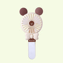 Student Portable Beauty Mirror Comb Mini Handheld USB Fan, Colour: Folded Brown