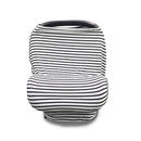 Multifunctional Enlarged Stroller Windshield Breastfeeding Towel Baby Seat Cover(Black Pinstripe)