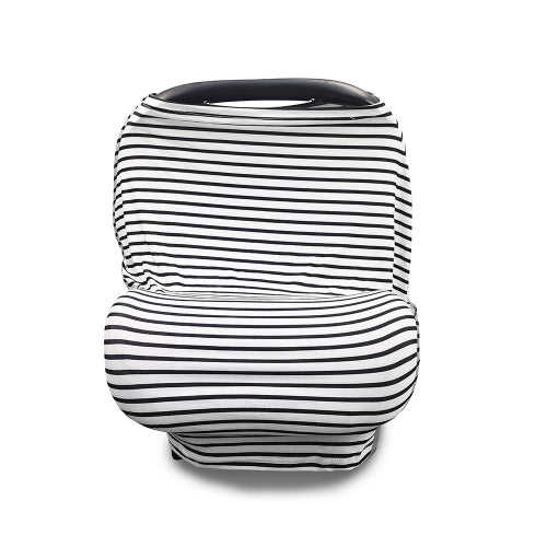 Multifunctional Enlarged Stroller Windshield Breastfeeding Towel Baby Seat Cover(Black Pinstripe)