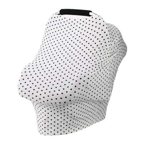 Multifunctional Cotton Nursing Towel Safety Seat Cushion Stroller Cover(Black Dots on White)