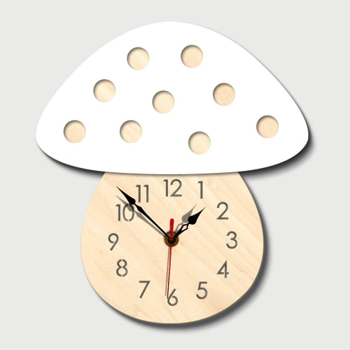 Kindergarten Cartoon Mute Wall Clock Creative Children Colorful Mushroom Decorative Clock(White)