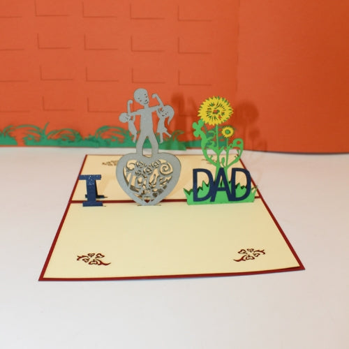 2 PCS 3D Three-Dimensional Greeting Card Father Day Mother Day Blessing Card(Dad Father)