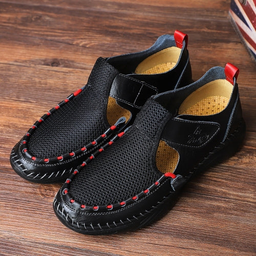 Men Summer Leather Toe Cap Outdoor Sandals Breathable Casual Shoes, Size: 40(Black)