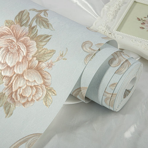 0.53 x 3m 3D Pastoral Style Wallpaper Bedroom Living Room Non-Woven Fabric Self-Adhesive Wall Sticker(203073 Light Blue)