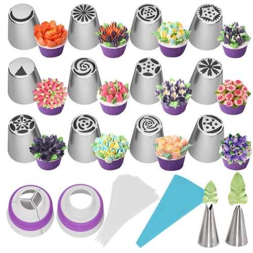 2 Sets 27 in 1 Decorating Mouth Set Seamless Cream Squeezing Mouth