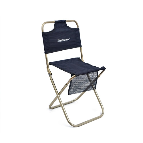 ShineTrip Outdoor Backrest Folding Stool Aluminum Alloy Folding Backrest Maza(Black)