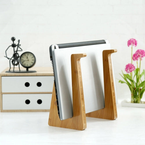 Small Bamboo Wood Computer Cooling Bracket Beech Wood Tablet Desktop Storage Rack