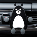 Q2 2 PCS Cartoon Car Multifunctional Navigation Air Outlet Car Phone Holder(Black and White Bear With Holding Mouth)