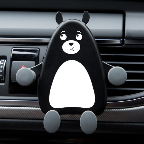 Q2 2 PCS Cartoon Car Multifunctional Navigation Air Outlet Car Phone Holder(Black and White Bear With Holding Mouth)