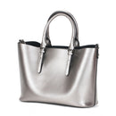 L5032 Large Capacity Messenger Women Bag Cowhide Commuter Tote Shoulder Bag, Colour: Silver