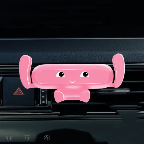 2 PCS Cartoon Air Outlet Navigation Buckle Type Gravity Car Phone Holder, Colour: Pink Suction Cup Base Dual-use Model