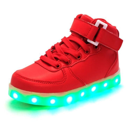 Children LED Luminous Shoes Rechargeable Sports Shoes, Size: 39(Red)