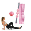 3 in 1 Eva Foam Roller Hollow Muscle Relaxation Roller Yoga Column Set, Length: 33cm (Pink Crescent )