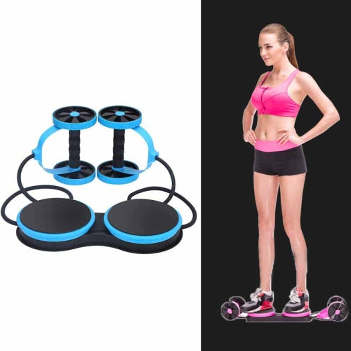 Multifunctional Abdominal Wheel Pull Rope Home Abdominal Training Fitness Equipment With Twisted Waist Plate (Blue)