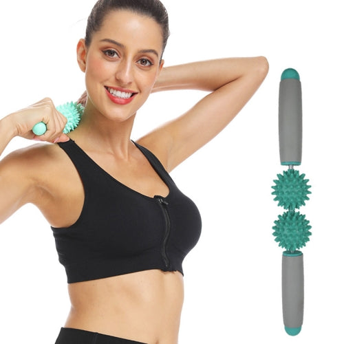 2 PCS 2-Ball Muscle Massage Relaxation Hedgehog Ball Yoga Stick Roller Stick( Green)