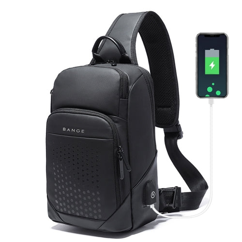 BANGE BG-77111 Men Single-Shoulder Bag Business Casual Messenger Bag with External USB Charging Port(Black)