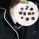 10 PCS 10 In 1 Pearl Anti-Glare Buckle Pin Skirt Waist Button Brooch Accessories Invisible Universal Button(Black Flower)