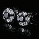 A Pair Geometry Black Crystal Shirt Cufflinks Diamond-Studded Cufflinks for Men