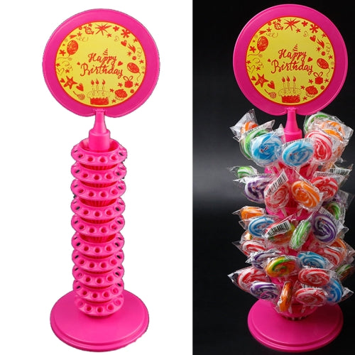 TX015 2 PCS PP Ring 120 Hole Lollipop Holder Adjustable Candy Display Stand(Rose Red)