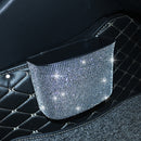 Car-Studded Trash Can Personality Car Hanging Trash Bag Multi-Function Car Storage Box(White Diamonds)