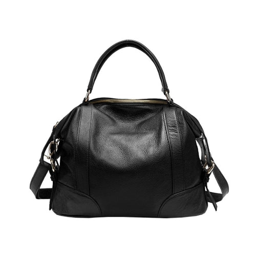 2P1006 Ladies Single-Shoulder Leather Messenger Bag, Colour: Black (S)