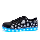 Skull Pattern USB Charging LED Flashing Shoes, Size: 46