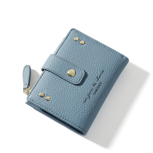 Y8665 Zipper Coin Pocket Multi-Card Slot Short Bi-Fold Wallet(Blue)