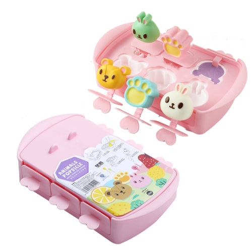 2 PCS Cartoon Home Homemade Popsicle Mold Silicone Ice Cream Mold Children DIY Ice Box(Pink)