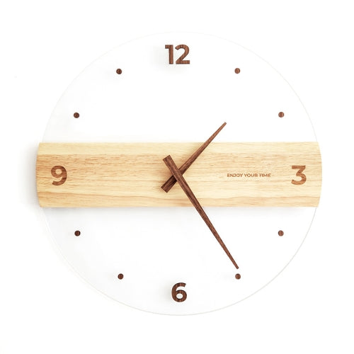 16inch Simple Solid Wood Acrylic Glass Wall Clock Home Living Room Wall Clock Decorative Clock