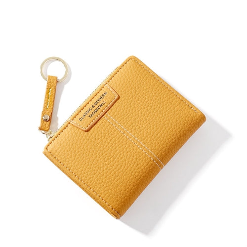 928666 Multi-Card Keychain Coin Purse Short Ladies Wallet(Yellow)
