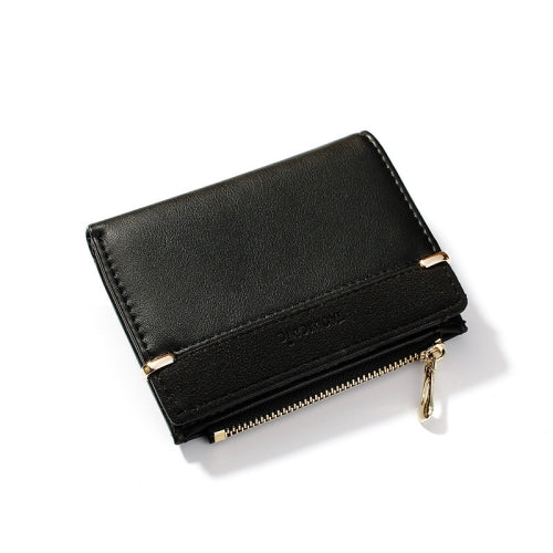 928010 Frosted All-Match Coin Purse Multi-Card Buckle Short Zipper Women Wallet(Black)