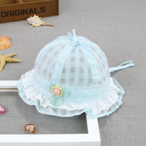 MZ5922 Lace Flower Princess Hat Summer Thin Baby Hat Sun Protection Hat, Size: 46cm(Light Blue)