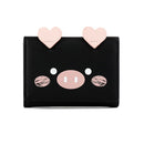 928555 Cartoon Cute Student Wallet Multi-Card Short Ladies Tri-Fold Wallet(Black)