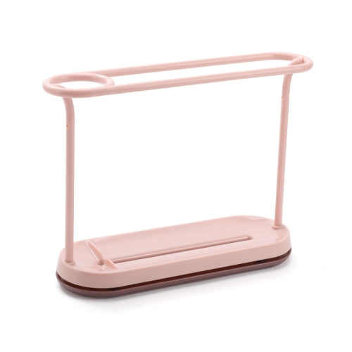 2 PCS Double Pole Suspension Drain Cloth Rack Sink Small Object Storage Rack(Pink)