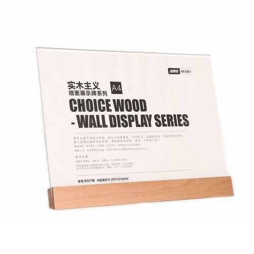Transparent Acrylic Wooden Base Certificate Photo Frame Horizontal Beech