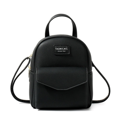 D7002 Mini Student Backpack PU Shoulder Ladies Bag, Colour: Black