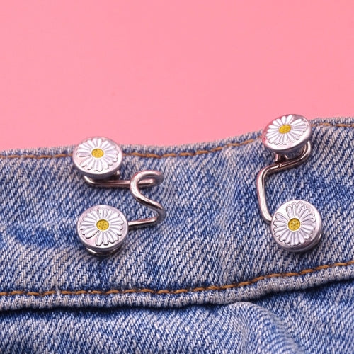 5 PCS 6 in 1 Nail-Free Detachable Button Jeans Waist Adjustment Buckle Set, Colour: 32mm (Chrysanthemum)
