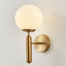 6102 Round Glass LED Wall Light Hotel Bedroom Bedside Living Room, Power source: Without Light Bulb(Copper Color Cream White Lampshade)