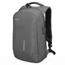 KINGSONS KS-3149 Laptop Backpack College Student Anti-Theft USB Shoulders Bag 15-inch +Lock (Dark Gray)